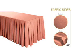 Satin / Dupioni Box Pleat Table Skirt - 6FT  (4 Sides Covered) - 17FT Section