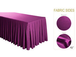 Satin / Dupioni Box Pleat Table Skirt - 8FT  (3 Sides Covered) - 13FT Section