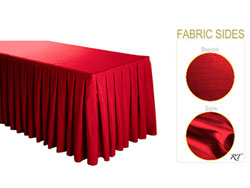 Satin / Dupioni Box Pleat Table Skirt - 8FT  (4 Sides Covered) - 21FT Section