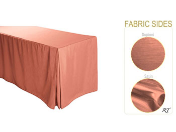 5FT Satin / Dupioni Rectangular Fitted Tablecloth 30"x60"x29" with Inverted Pleates
