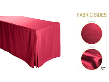 6FT Satin / Dupioni Rectangular Fitted Tablecloth 30"x72"x29" with Inverted Pleates