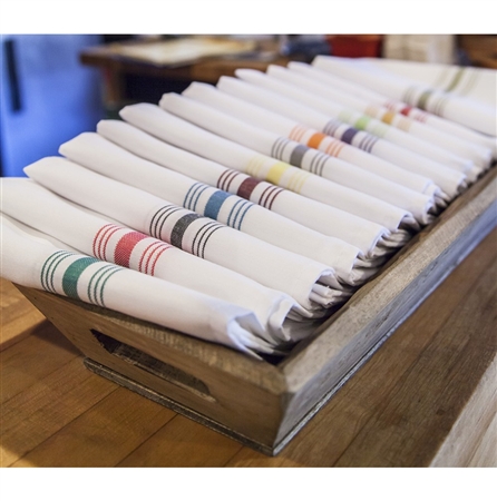 18" x 22" Milliken Signature Bistro Napkin - White Stripe - 12-Pack