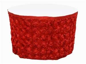 Red Grandiose Rosette Table Skirt- 17Ft