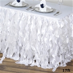 17ft Enchanting Curly Willow Taffeta Table Skirt - White