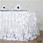 21ft Enchanting Curly Willow Taffeta Table Skirt - White