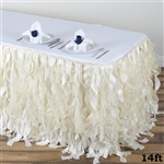 14ft Enchanting Curly Willow Taffeta Table Skirt - Ivory