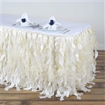 17ft Enchanting Curly Willow Taffeta Table Skirt - Ivory