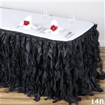 14ft Enchanting Curly Willow Taffeta Table Skirt - Black
