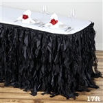 17ft Enchanting Curly Willow Taffeta Table Skirt - Black