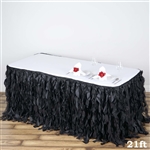 21ft Enchanting Curly Willow Taffeta Table Skirt - Black