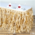 17ft Enchanting Curly Willow Taffeta Table Skirt - Champagne