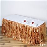 21ft Enchanting Curly Willow Taffeta Table Skirt - Gold