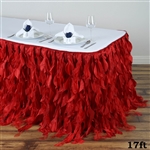 17ft Enchanting Curly Willow Taffeta Table Skirt - Red