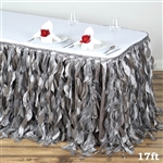 17ft Enchanting Curly Willow Taffeta Table Skirt - Silver