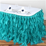14ft Enchanting Curly Willow Taffeta Table Skirt - Turquoise
