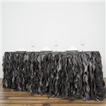 14ft Enchanting Curly Willow Taffeta Table Skirt - Charcoal Gray