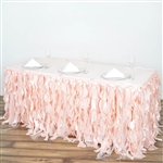 14ft Enchanting Curly Willow Taffeta Table Skirt - Blush/Rose Gold
