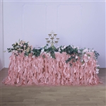 14ft Enchanting Curly Willow Taffeta Table Skirt - Dusty Rose