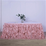 17ft Enchanting Curly Willow Taffeta Table Skirt - Dusty Rose