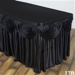 Black Double Drape Table Skirt / Satin - 17ft