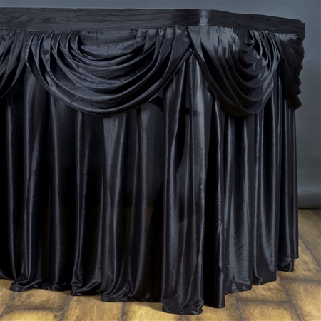 Black Double Drape Table Skirt / Satin - 21ft