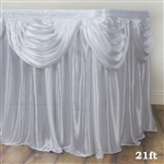 White Double Drape Table Skirt / Satin - 21ft