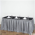 17FT White/Black Checkered Gingham Polyester Table Skirt