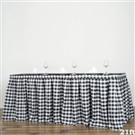 21FT White/Black Checkered Gingham Polyester Table Skirt