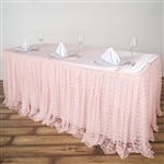 Premium Polyester Lace Wedding Table Skirt - Blush - 17FT