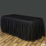 Premium Polyester Lace Wedding Table Skirt - Black - 14FT