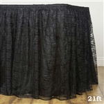Premium Polyester Lace Wedding Table Skirt - Black - 21FT
