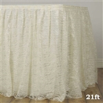 Premium Polyester Lace Wedding Table Skirt - Ivory - 21FT