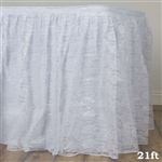 Premium Polyester Lace Wedding Table Skirt - White - 21FT