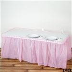 14FT Pink Wholesale Disposable Waterproof Pleated Plastic Table Skirt for Wedding Decoration