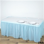 14FT Serenity Blue Wholesale Disposable Waterproof Pleated Plastic Table Skirt for Wedding Decoration