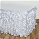 Satin Ruffle Table Skirt - White - 14FT