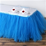 Wedding Table Skirts | 14ft Serenity Blue Tulle Table Skirts | RTLINENS