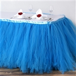 17ft Tantalizing 8 Layer Tulle Table Skirt - Serenity Blue
