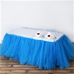 21ft Tantalizing 8 Layer Tulle Table Skirt - Serenity Blue