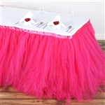 14ft Tantalizing 8 Layer Tulle Table Skirt - Fushia