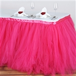 17ft Tantalizing 8 Layer Tulle Table Skirt - Fushia