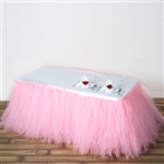 21ft Tantalizing 8 Layer Tulle Table Skirt - Rose Quartz Pink