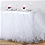 17ft Tantalizing 8 Layer Tulle Table Skirt - White