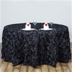 120" Round (Grandiose Rosette) Tablecloth - Black