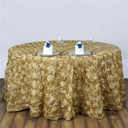120" Round (Grandiose Rosette) Tablecloth - Champagne