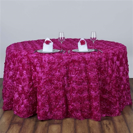 120" Round (Grandiose Rosette) Tablecloth - Fushia