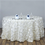 120" Round (Grandiose Rosette) Tablecloth - Ivory