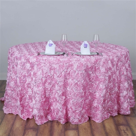 120" Round (Grandiose Rosette) Tablecloth - Pink