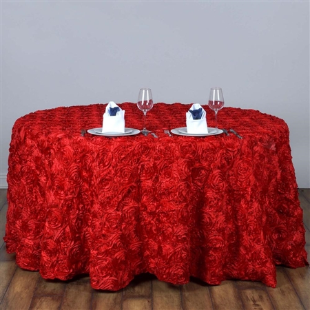 120" Round (Grandiose Rosette) Tablecloth - Red