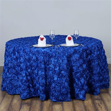 120" Round (Grandiose Rosette) Tablecloth - Royal Blue